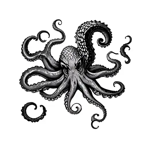 Chest And Arm Sleeve Tattoo Featuring Kraken