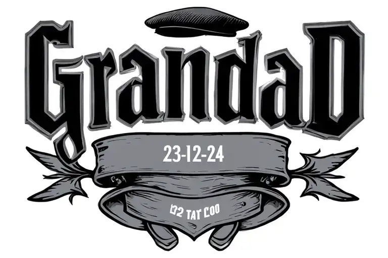 The Word Grandad With A Flat Cap On Top And 23-12-24 Underneath