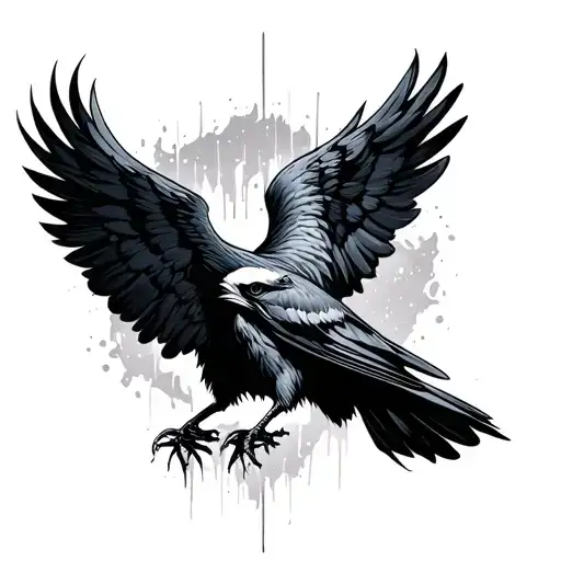 Crow With Wings Spread And Decomposed