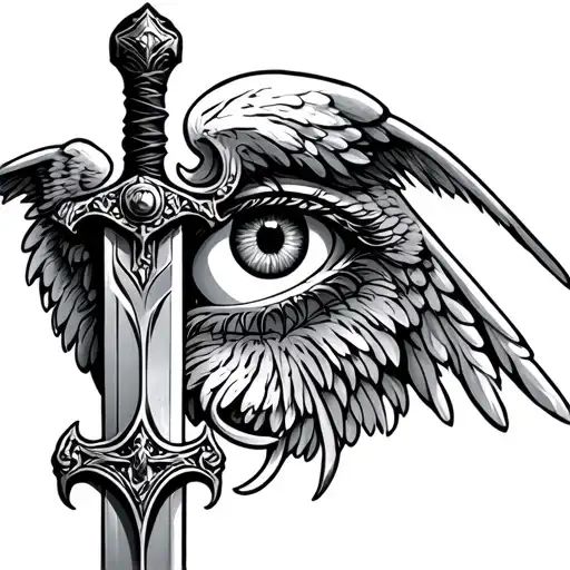 Sword With Eye On The Knob And Wings On The Side