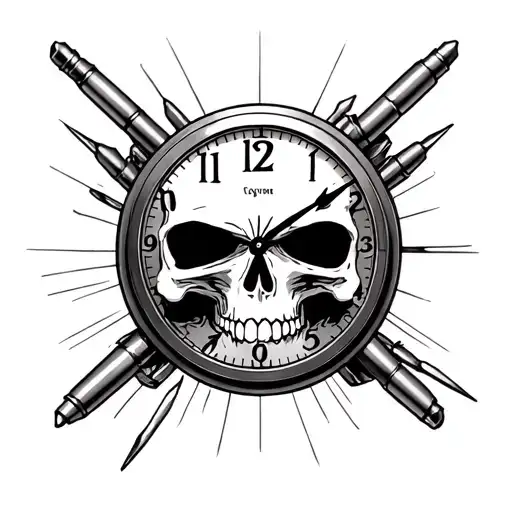 Skull Clock Bullet Shooting