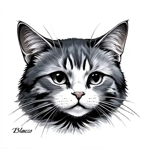 Anklet Cat Tattoo With Blanco Name Written