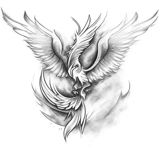 A Tattoo Of A Phoenix Rising From Its Ashes