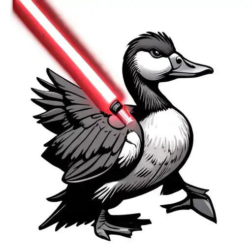 A Cartoon Goose With A Lightsaber