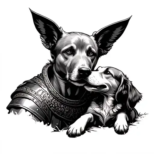 Roman Soldier Petting A Dog