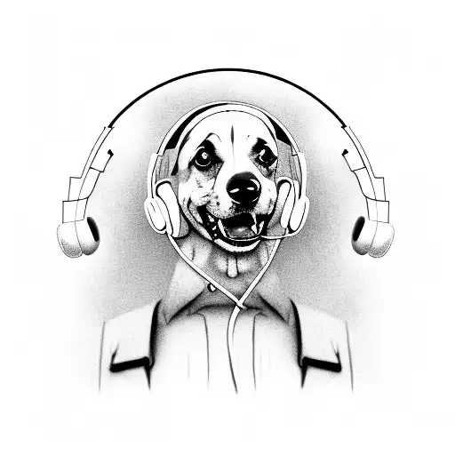 A Dog Wearing Headphones And Djing