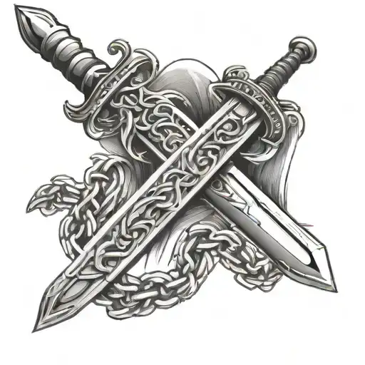 Sword With A Chain Connected To It