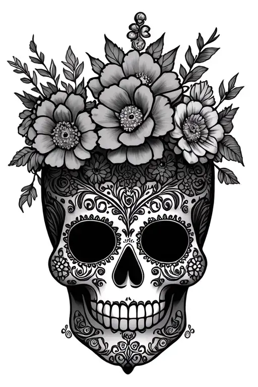 Sugar Skull Crown Flowers Colour