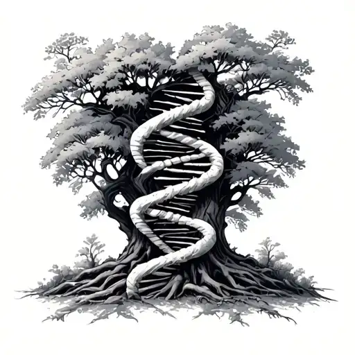 Dna Helix And Oak Tree