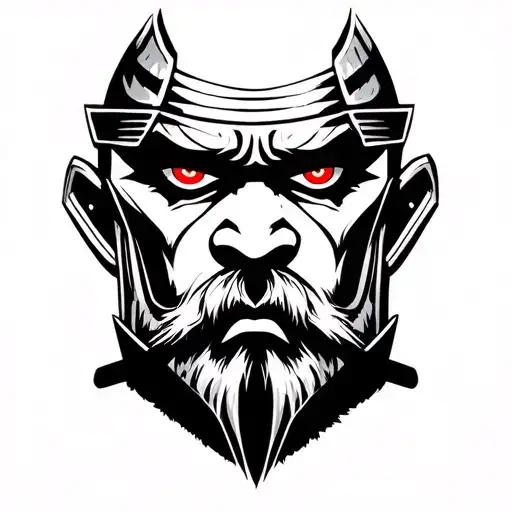 Samurai Red Eyes Looking