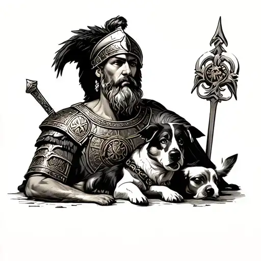 Roman Legionnaire With A Dog