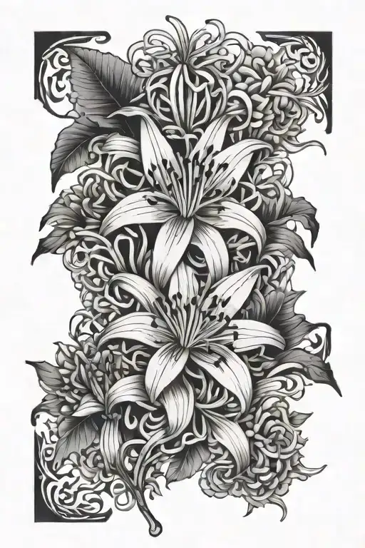 Spider Lily And Chrysanthemum