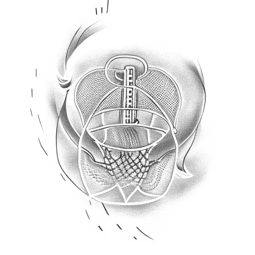 A Music Note Formed By Basketball Hoop And Net