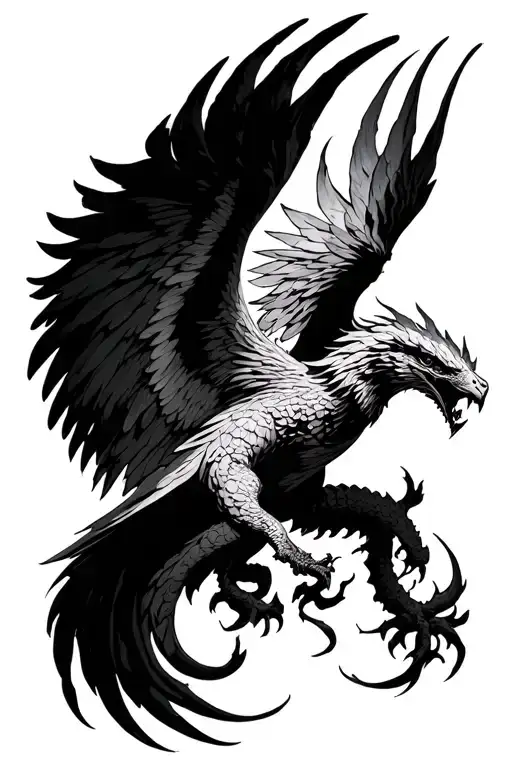 Hydra Fighting Phoenix Rising From The Ashes