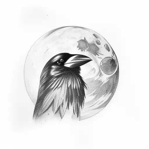 Crow Behind Blood Red Moon