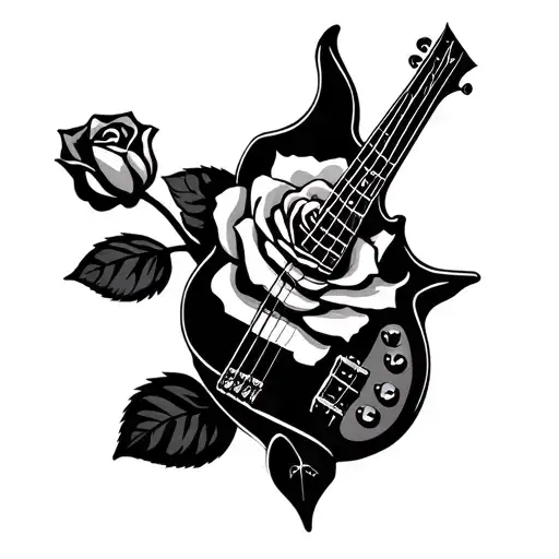 Bass Symbol With A Rose Representing Rip And Love