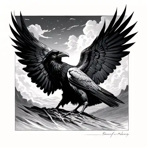 Vengeful Raven Watching Sky