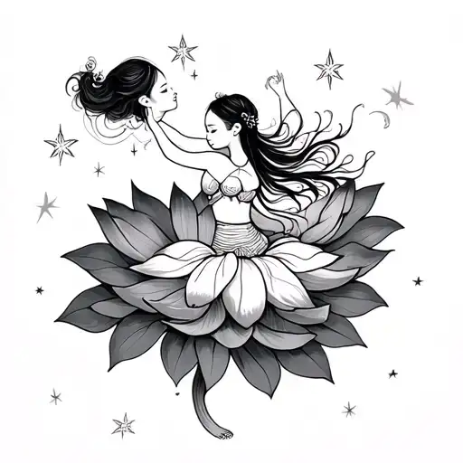 Daughter Dancing Lotus Flower Stars