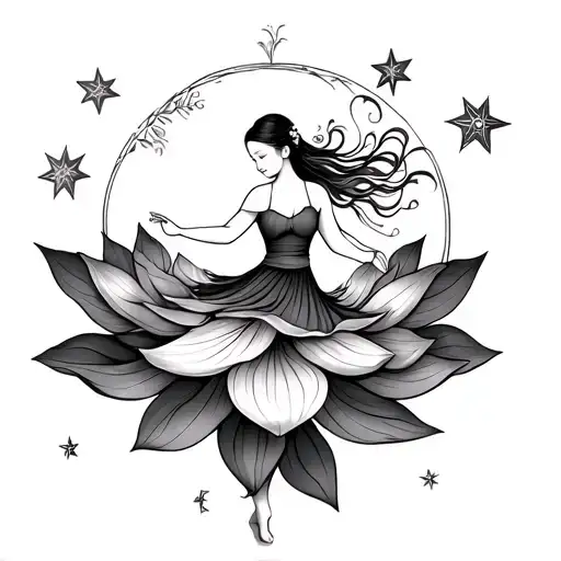 Daughter Dancing Lotus Flower Stars