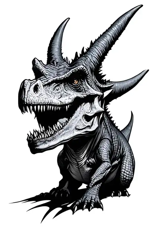 Zombie Triceratops Face Dinosaur Dead Gore Gothic