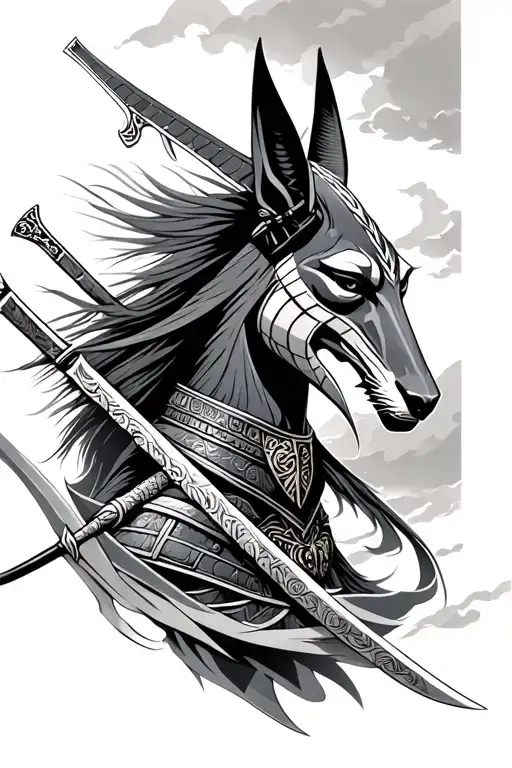 Samurai And Anubis Full Sleeve