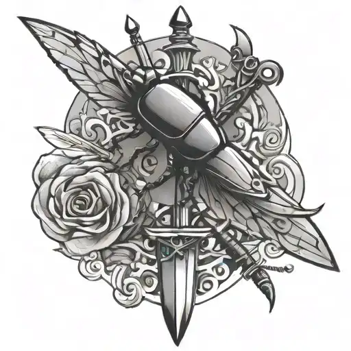 Sword With A Beetle Dancing Together