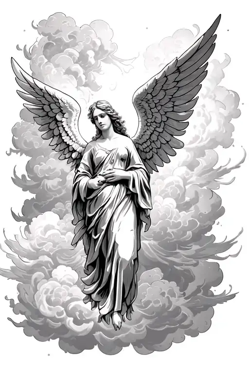 Angel Tattoo Cloud Backround And