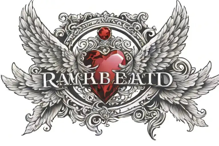 Ruby Name With Angel Wings Spread Wide And Halo