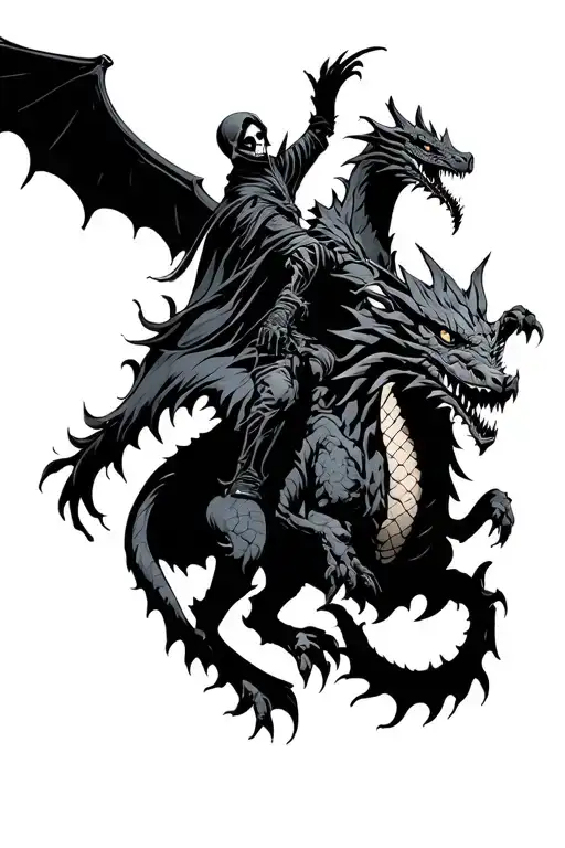 Grimm Reaper Riding A Black Dragon