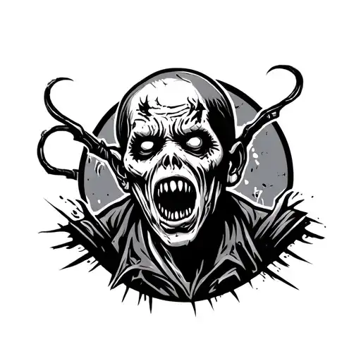 Round Black And White Icon Of A Zombie Zomboid Project
