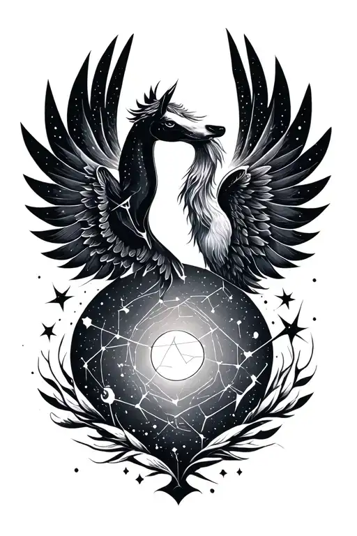 A Minimalist Long Tattoo With The Sign Of Unconditional Love And Also The Constellation Pegasus