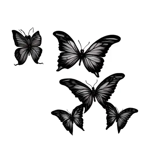 3 Butterflies In A Diagonal With Background