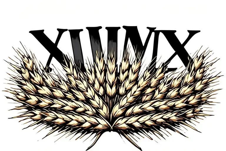 Roman Numerals Of A Date With A Strain Of Wheat Underneath It