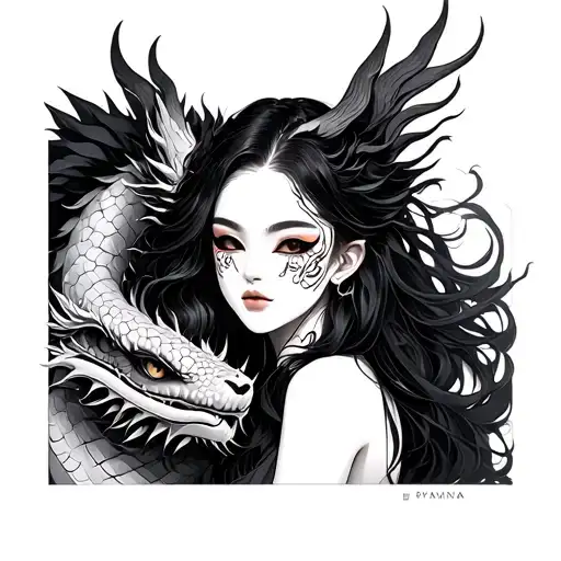 Hyanna Mask Girl With Japanese Dragon Wrapped