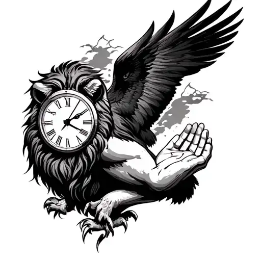 Clock Lion Eagle Praying Hands Full Sleeve