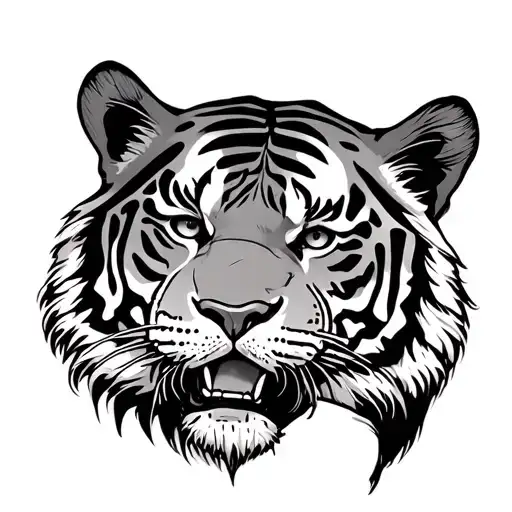 Tiger Head With Girl Holding