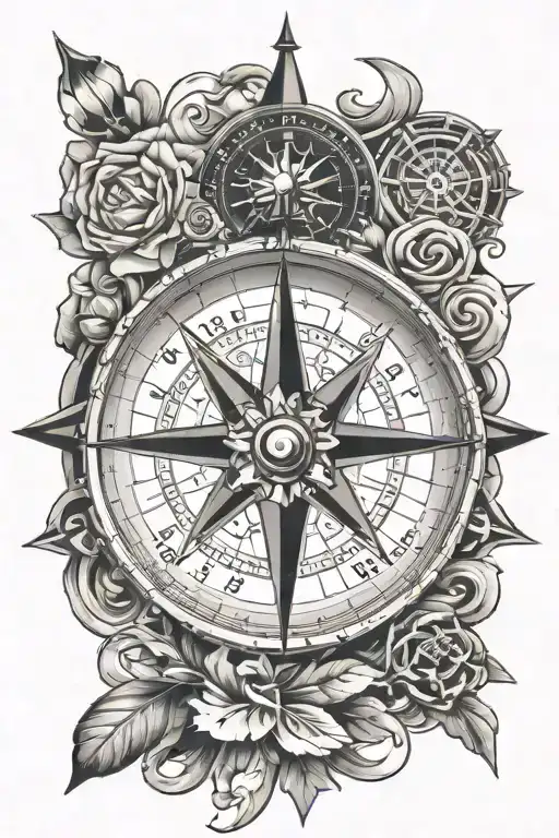 Compass Surrounded By Various