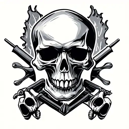 Skull And Outlaw In Letters