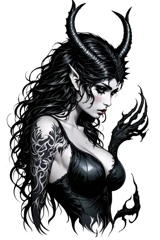Sexy Demon Girl Side Profile