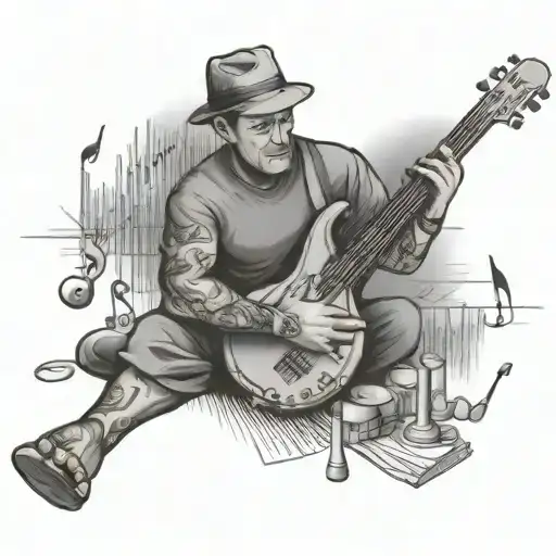 A Trader Analyzing Stock Graphs With Musical Instruments In The Background