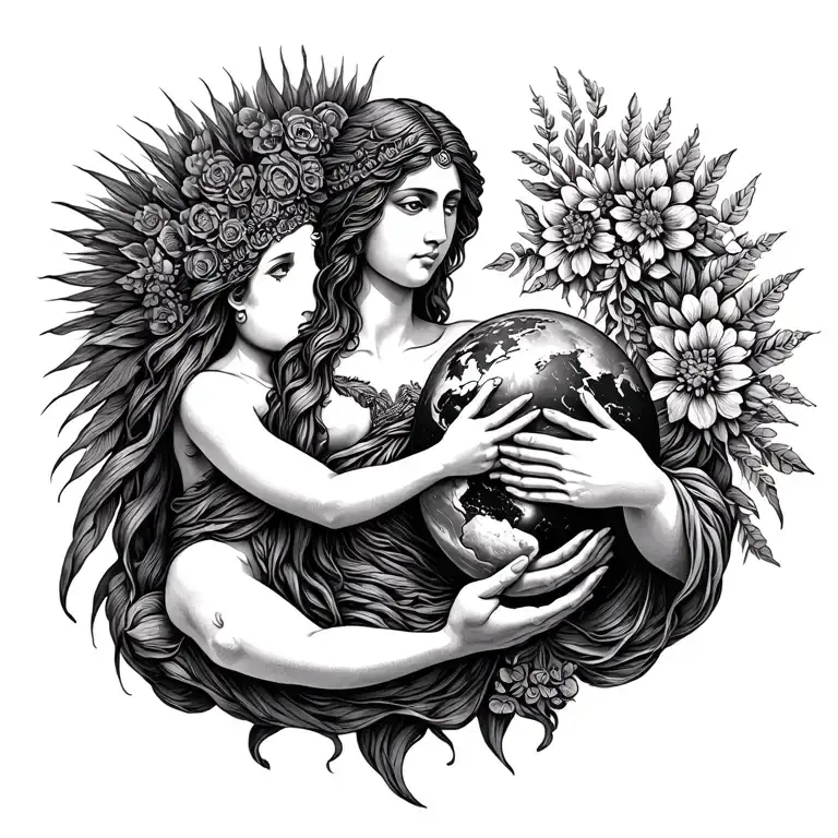 Gaia Goddess Holding Earth
