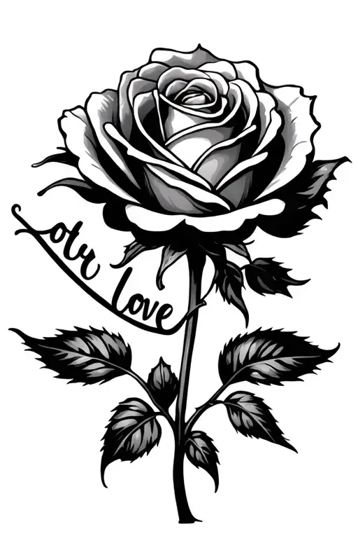 Minimalist Rose With Love Writing