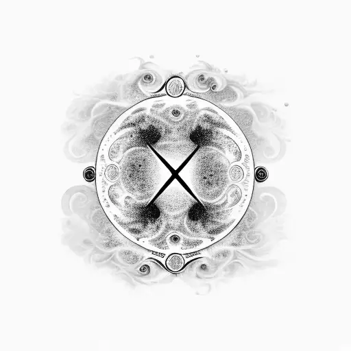 A Powerful Black-grey Tattoo Of The Word 'Loveless' Surrounded By Swirling Cosmic Energy