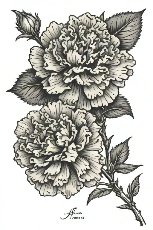 Carnation With Allison As The Stem In Script Font