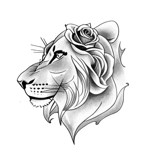 Sleeve With A Lion And Rose