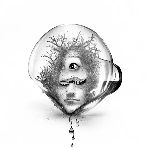 A Broken Wineglass With Something Inside That Resembles A Person Who Is In Love With Music