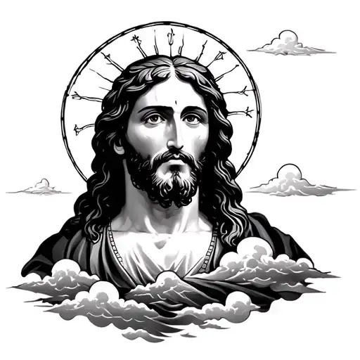 Jesus And Clouds Black