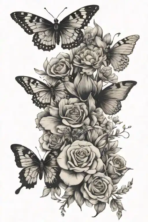 Birth Flowers And Butterflies And Dragonflies Flying