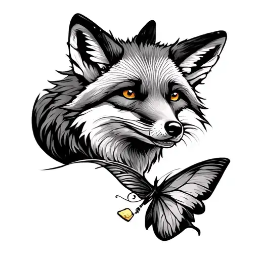 Fox With Butter Fly Fishing