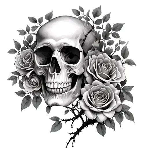 Skull Lace Roses Tree Growing